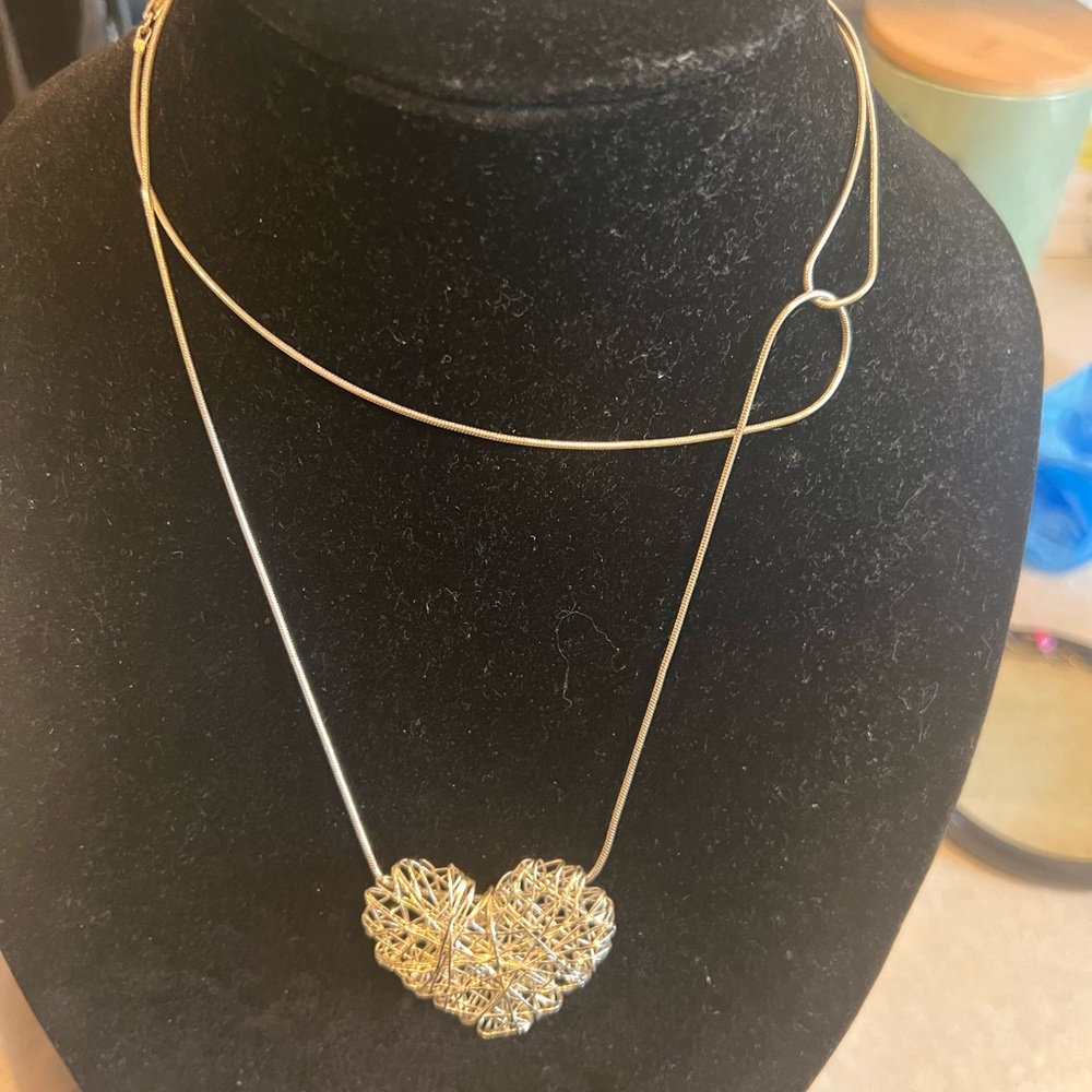Beautiful Sterling Siver Heart Pendant with long necklace.